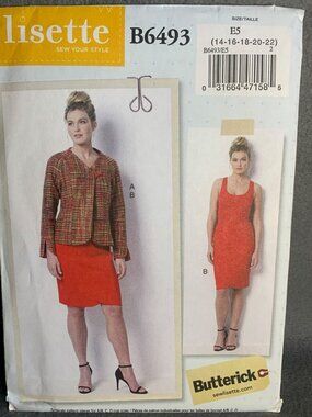 Butterick Misses Jacket Skirt Sewing Pattern Size 14 16 18 20 22 B6493 - Uncut